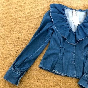H&M Chambray Ruffle Shirt